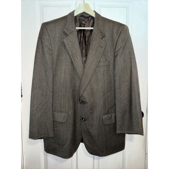 VTG Burberrys Sport Coat Jacket Blazer Pinstripe 46L 2 Button USA Wool